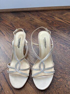 Gold and crystal women's sandals size 7
